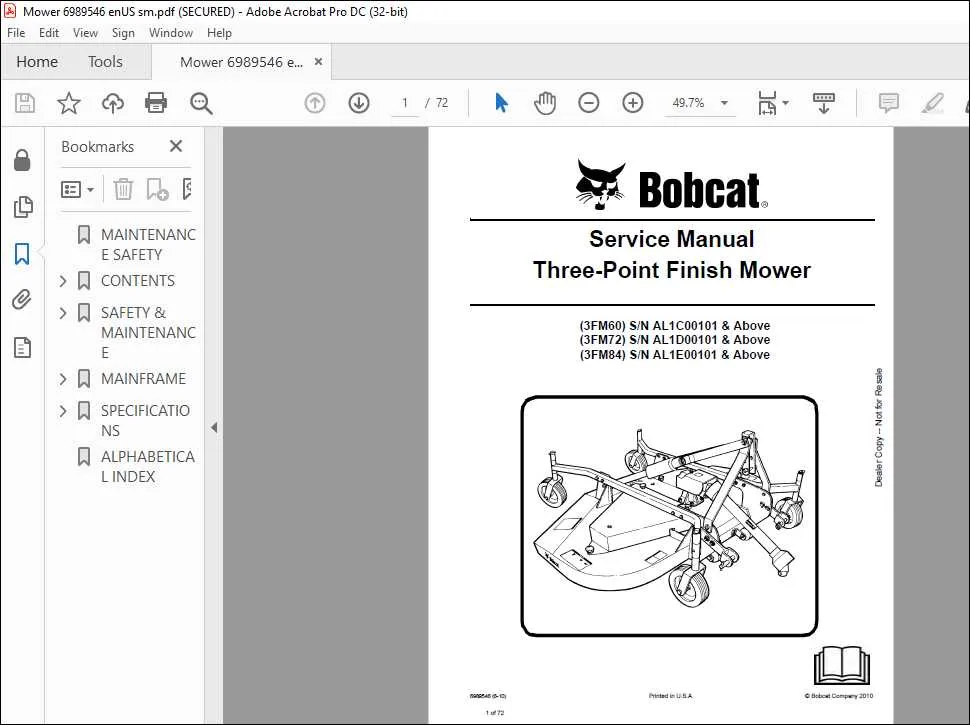 bobcat mower parts diagram