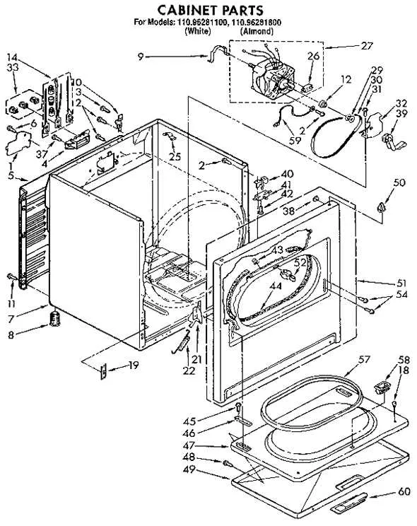 kenmore dryer model 110 parts diagram