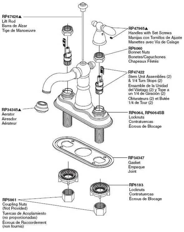parts of a bathroom faucet diagram
