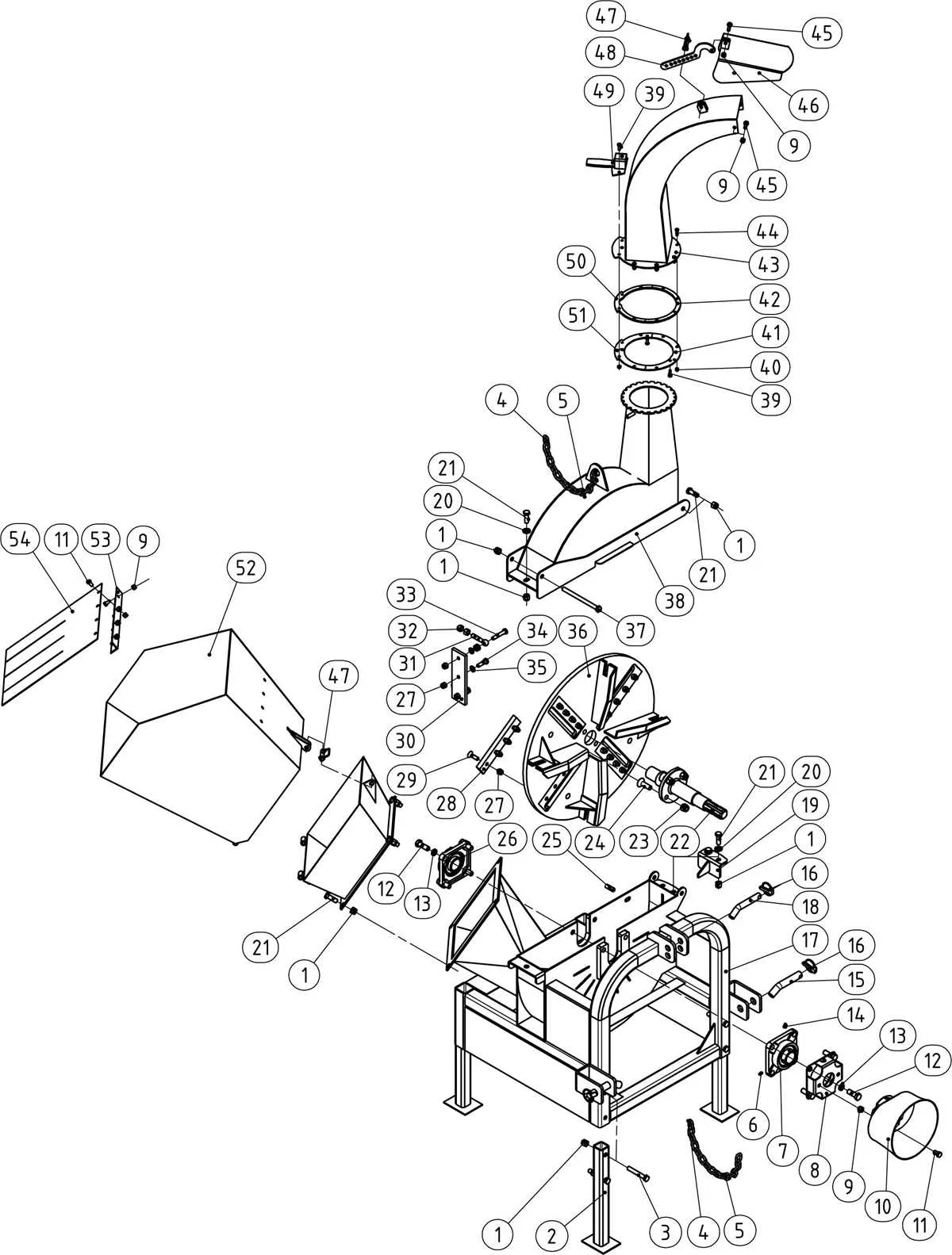 wood chipper parts diagram