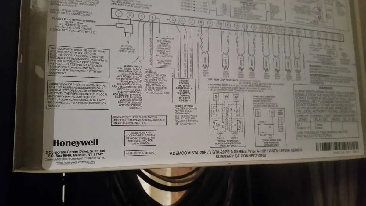 Ademco Vista 20P Wiring Connections Guide