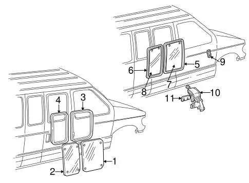 ford econoline side door latch diagram