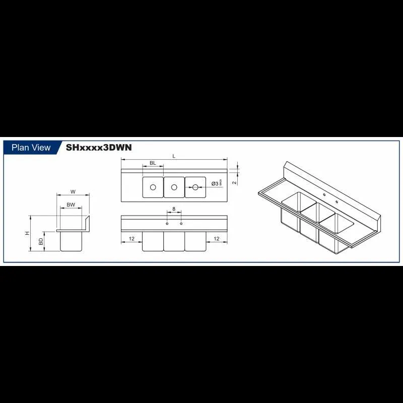 3 compartment sink diagram
