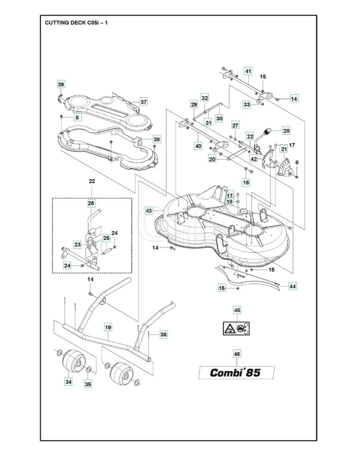 john deere 42 inch mower deck parts diagram