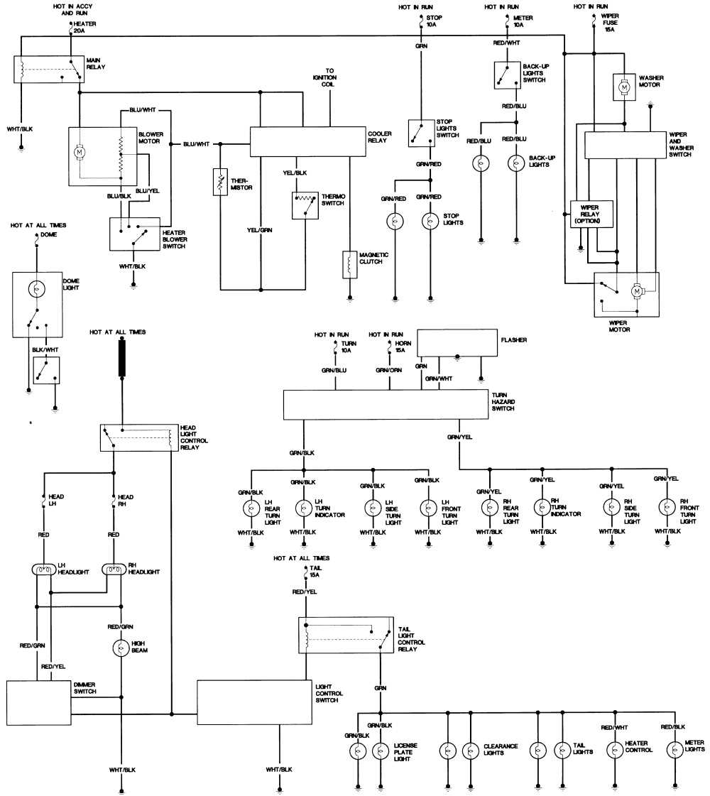 A Detailed Wiring Diagram for a 1988 Toyota Pickup