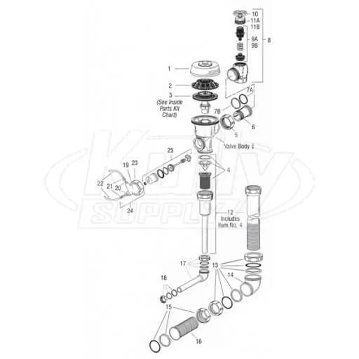 sloan flush valve parts diagram