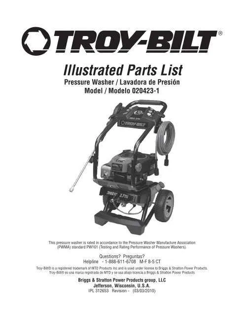 Stunning Troy Bilt Power Washer Parts Images