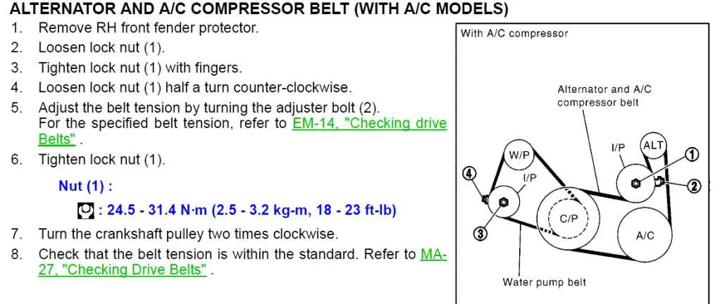 2015 nissan altima 2.5 serpentine belt diagram