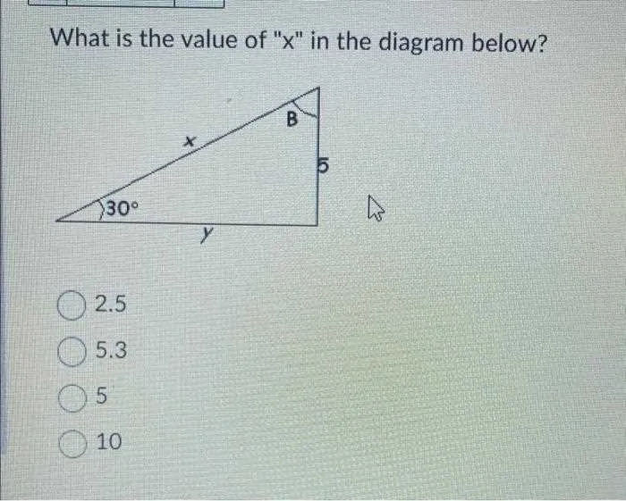 what is the value of x in the diagram